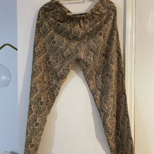 Cream and dark blue trousers